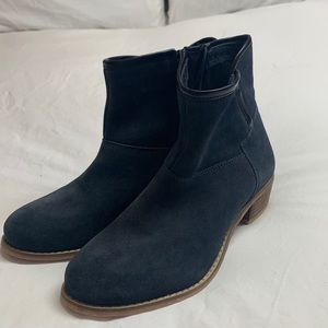 Blue suede booties